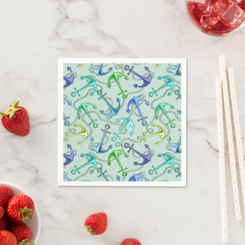 Sea Anchors And Rope Pattern Napkins
