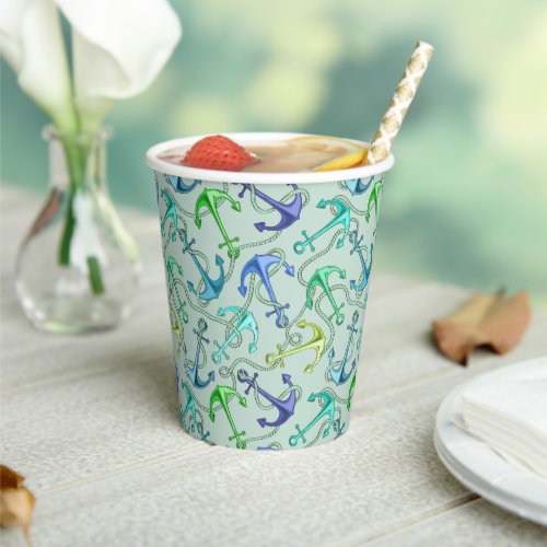 Sea Anchors And Rope Pattern Paper Cups