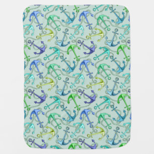 Sea Anchors And Rope Pattern Receiving Blanket