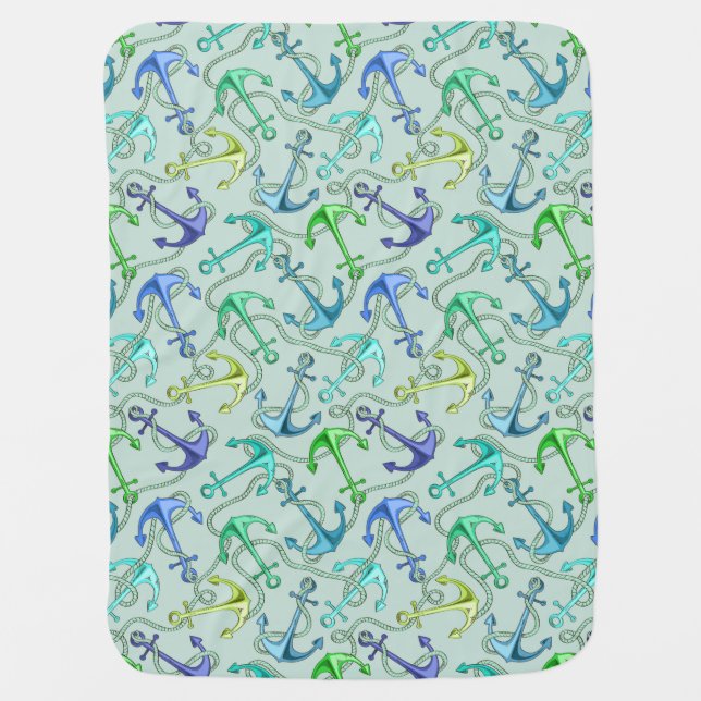 Sea Anchors And Rope Pattern Receiving Blanket (Front)