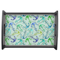 Sea Anchors And Rope Pattern Serving Tray