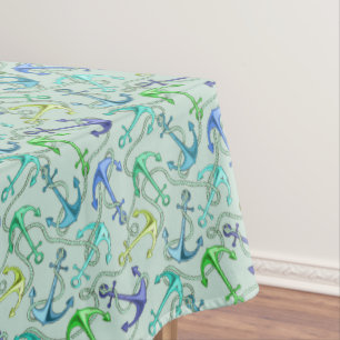 Sea Anchors And Rope Pattern Tablecloth