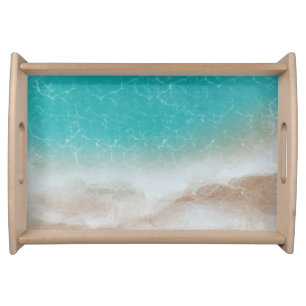 Sea and Beach from Above Cool Abstract Art Serving Tray