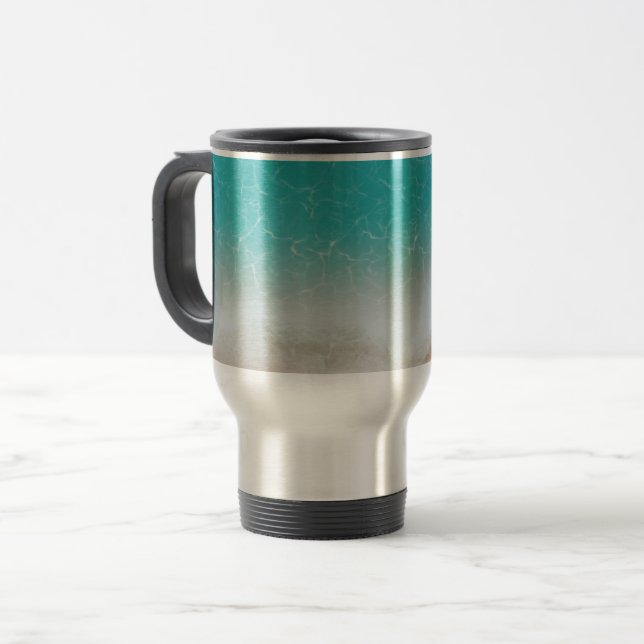 Sea and Beach from Above Cool Abstract Art Travel Mug (Front Left)