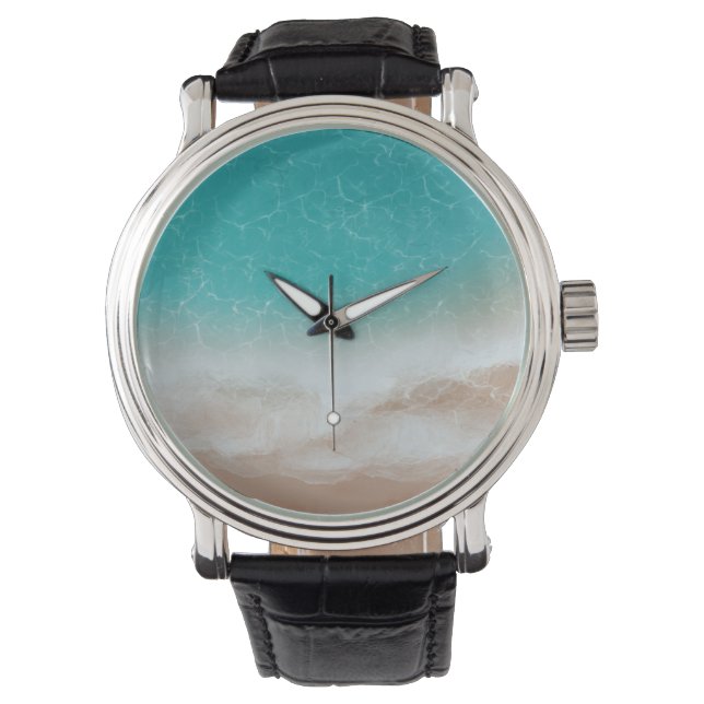 Sea and Beach from Above Cool Abstract Art Watch (Front)