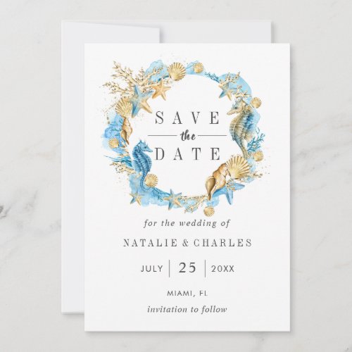 Sea and Beach Summer Wedding Save the Date