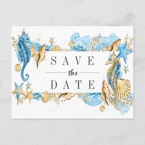 Sea and Beach Summer Wedding Save the Date Announcement Postcard
