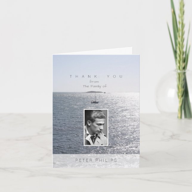 Sea and Boat Photo Frame Sympathy Thank You (Front)