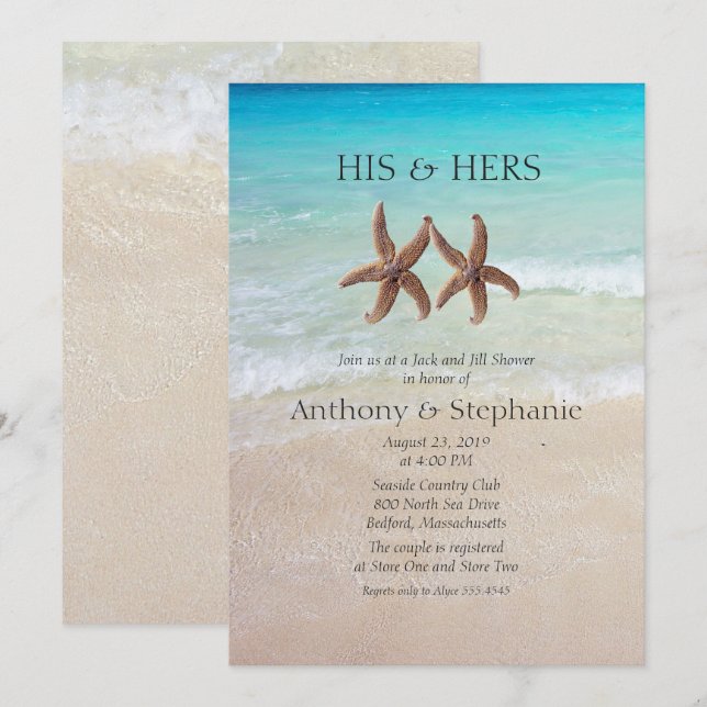 Sea and Sand Couple's Wedding Shower Invitation (Front/Back)