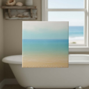 Sea and Sand Gradient Seascape ID1204 Ceramic Tile