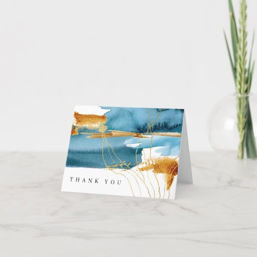 Sea and Sand Modern Watercolor Wedding Thank You Card