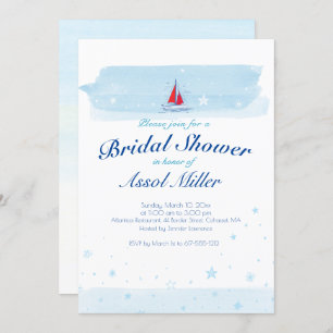 Sea and Scarlet Sail   Bridal Shower Invitation
