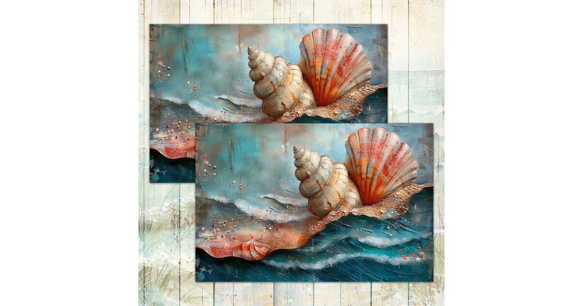 SEA AND SHELLS DECOUPAGE TISSUE PAPER | Zazzle