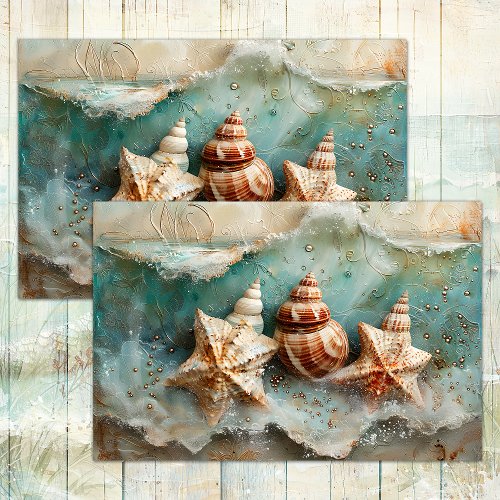 SEA AND SHELLS DECOUPAGE TISSUE PAPER