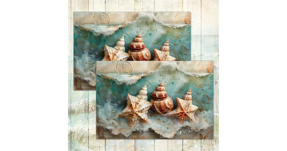 SEA AND SHELLS DECOUPAGE TISSUE PAPER | Zazzle