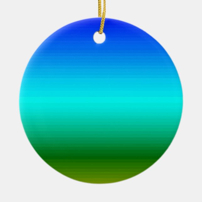 Sea and Sky Blue and Green Gradient Ceramic Ornament (Front)