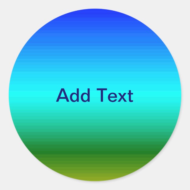 Sea and Sky Blue and Green Gradient Classic Round Sticker (Front)