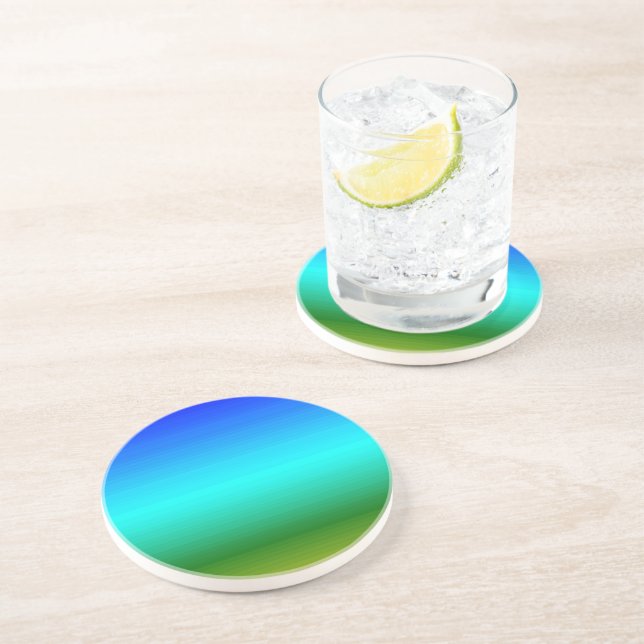 Sea and Sky Blue and Green Gradient Drink Coaster (Side)