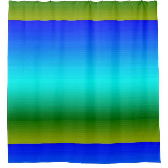 Sea and Sky Blue and Green Gradient Shower Curtain (Front)