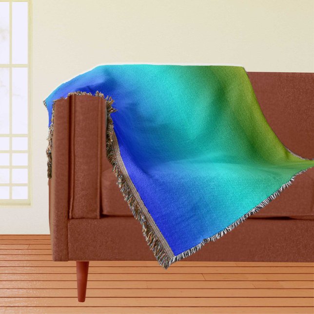 Sea and Sky Blue and Green Gradient Throw Blanket (Sea and Sky Blue and Green Gradient Throw Blanket)