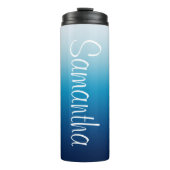 Sea and Sky Blue Ombre Personalized Thermal Tumbler (Front)