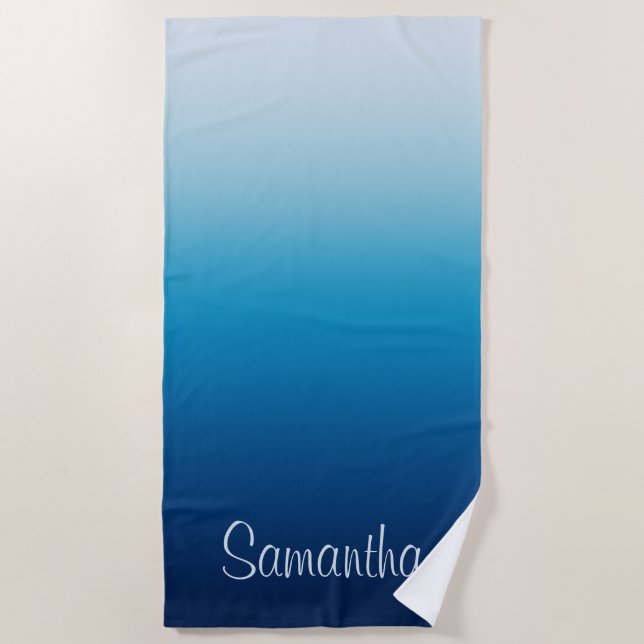 Sea and Sky Ombre Personalized Beach Towel (Front)