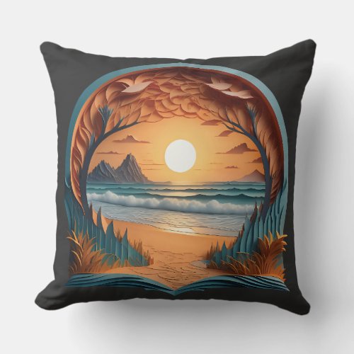 Sea and soft white foamy waves throw pillow