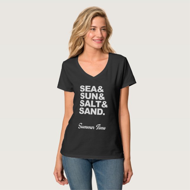 Sea and Sun and Salt and Sand Summer Time T-Shirt (Front Full)