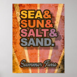 Sea and Sun and Salt and Sand Summer Time Vintage Poster