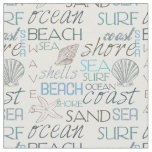 Sea and Surf Beach Typography and Shells Fabric