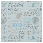 Sea and Surf Beach Typography and Shells Fabric