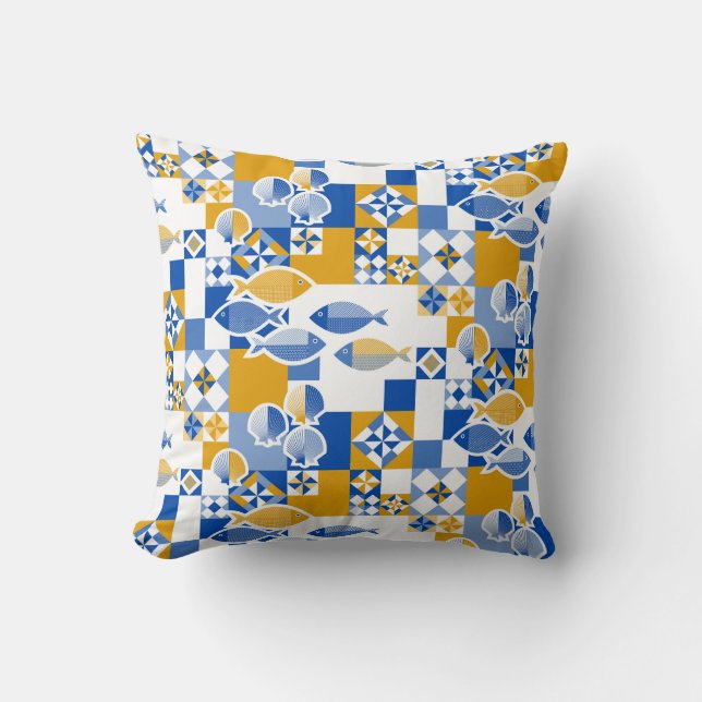 Sea and tiles  throw pillow (Front)
