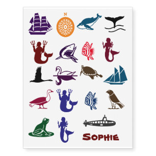 Sea and Water Themed Creatures and Designs Temporary Tattoos