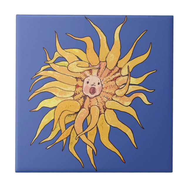 Sea Anemone Actinia Ocean Underwater Surreal Art Ceramic Tile (Front)