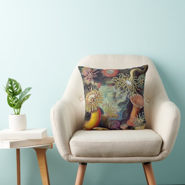 Sea Anemone Scientific Nature Ocean Throw Pillow (Chair)