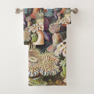 Sea Anemones, Actiniae Seeanemonen Ernst Haeckel Bath Towel Set