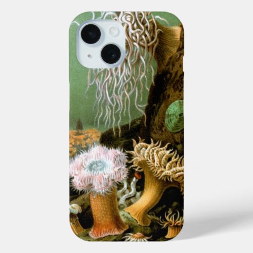 Sea Anemones Vintage Marine Life Ocean Animals iPhone 15 Case