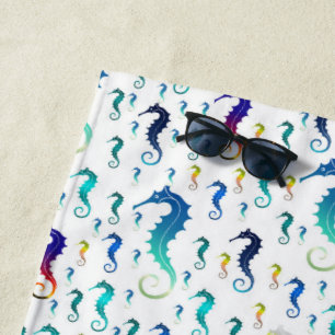 sea, animal, fish, seahorse, color, colorful, beach towel