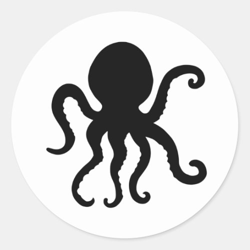 Sea Animal Octopus Silhouette Classic Round Sticker
