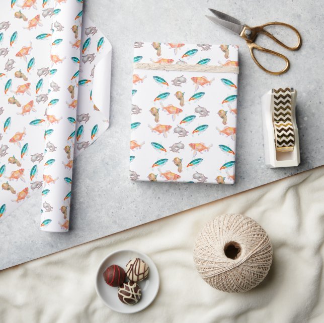 Sea animal pattern wrapping paper (Crafts)