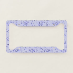 Sea animals and sailboat one line drawing pattern license plate frame