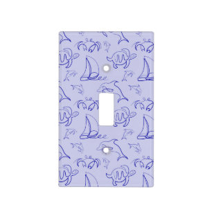 Sea animals and sailboat one line drawing pattern  light switch cover