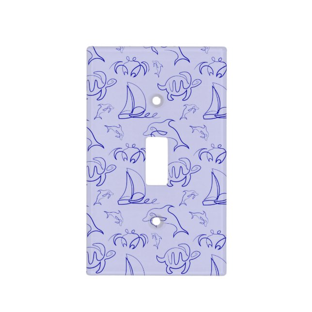 Sea animals and sailboat one line drawing pattern  light switch cover (Front)