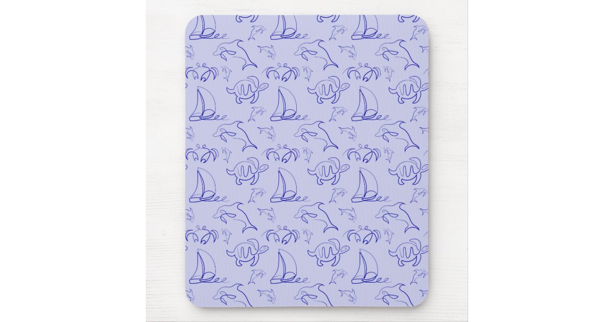Sea animals and sailboat one line drawing pattern mouse pad | Zazzle