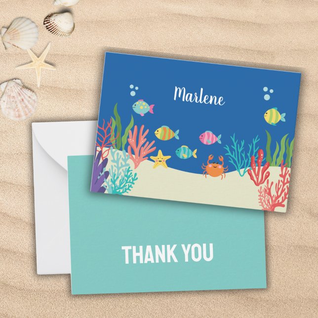 Sea animals baby shower thank you note card (Creator Uploaded)