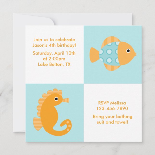 Sea Animals Birthday Invitation (Front)