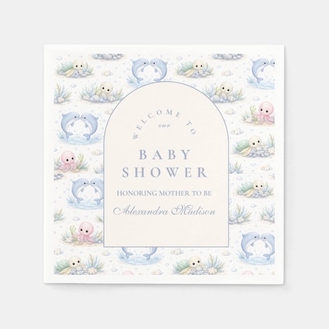 Sea Animals Elegant Arch Baby Shower Napkins (Front)