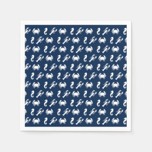 Sea Animals navy lobster crab seahorse pattern Napkins