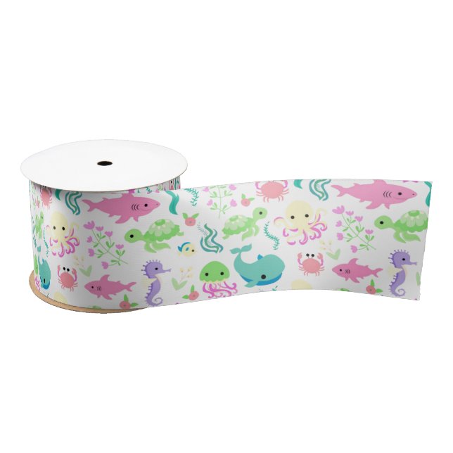 Sea Animals Ocean Fish Fun For Kids Satin Ribbon (Spool)