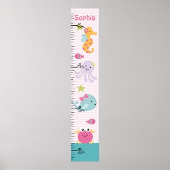 Sea Animals Ocean Life Growth Chart Keep At 8x44! by Personalizedbydiane at Zazzle